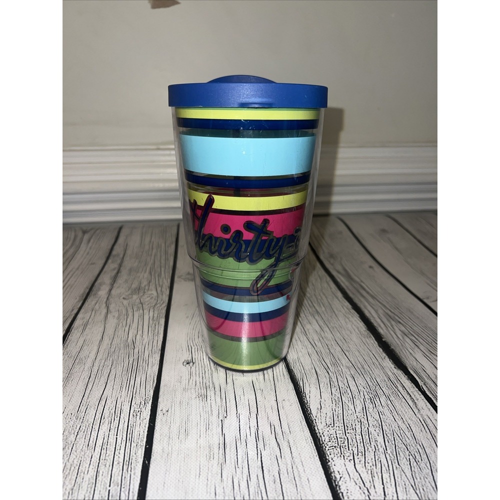 Thirty-One 31 Striped Anchor Cruise Tervis Tumbler 24oz Cup  With Lid